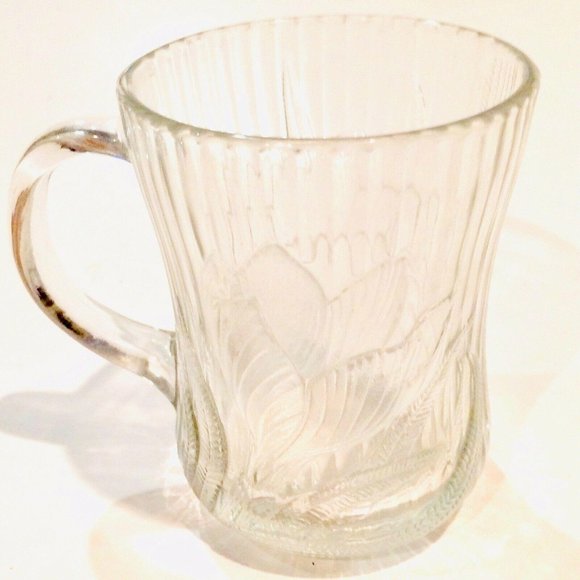 Clear Glass Lotus Flower Mug ARCOROC FRANCE Botany - Picture 12 of 12